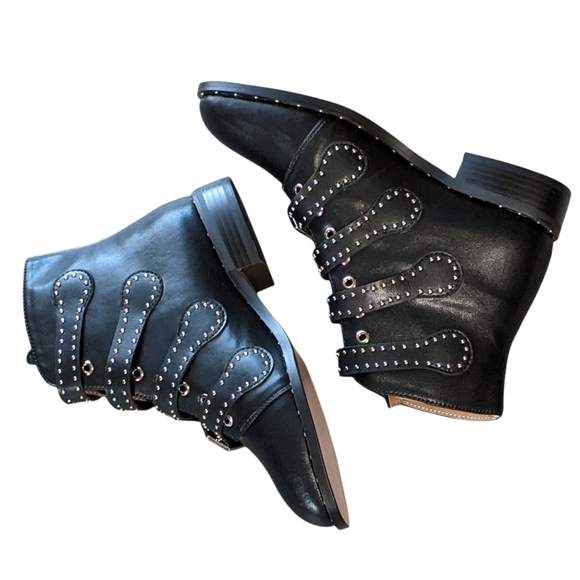 Studded Black Ankle Boots - Picture 2 of 12